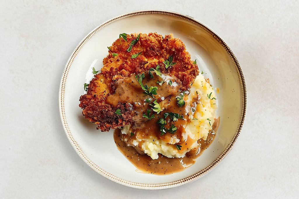 Cabbage Schnitzel & Mash